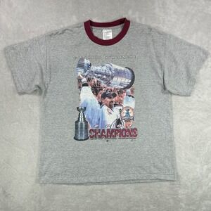 Vintage Colorado Avalanche Shirt Mens XL Gray 2001 Stanley Cup Ray Bourque NHL